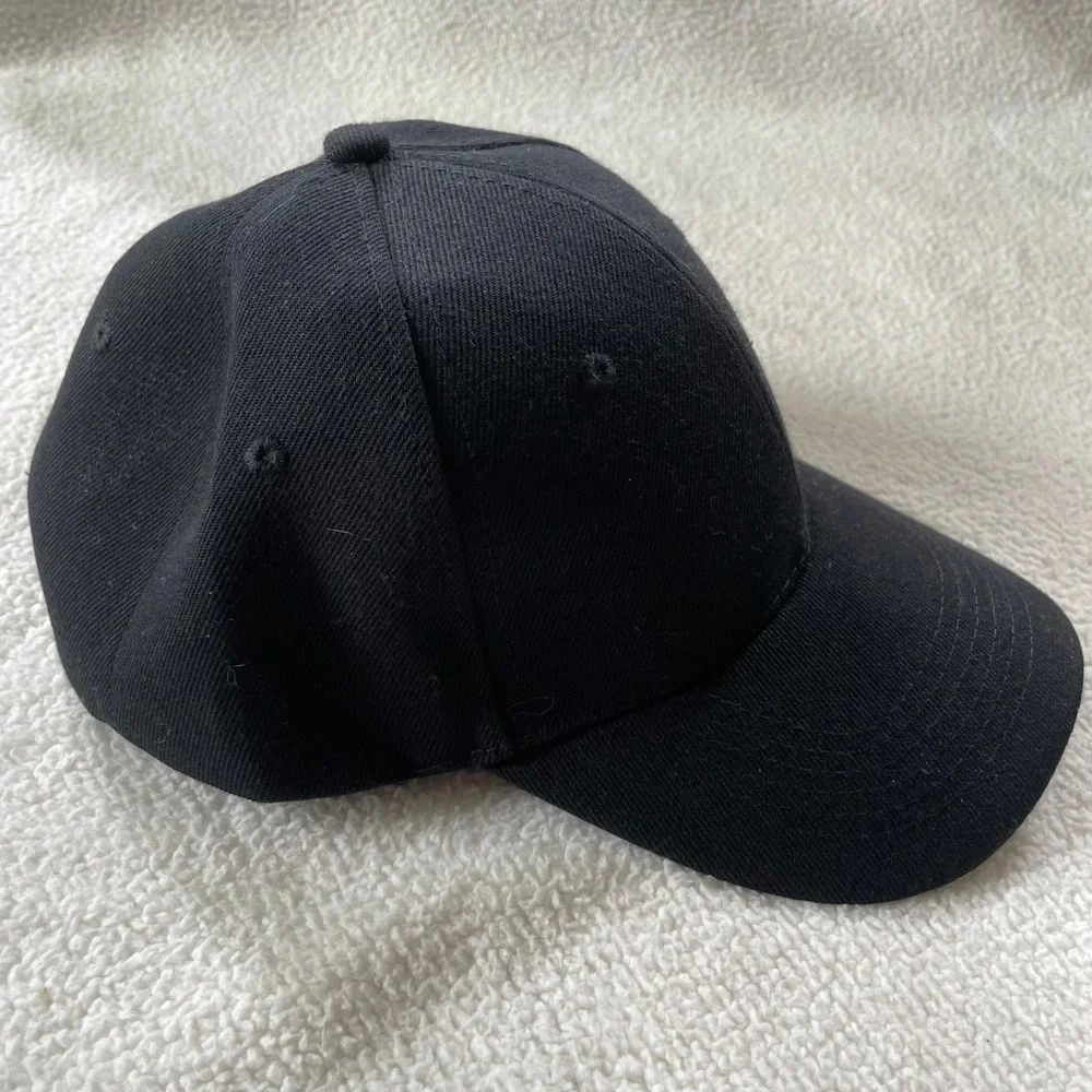Unbranded Baseball Cap Mens OS Black Acrylic Wool Blend Adjustable Hook Loop Hat